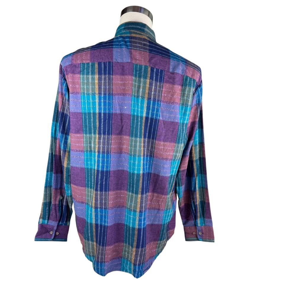 Bay Area Traders Men's L Plaid Flannel Shirt, Multicolor Button Down 100% Cotton - Picture 5 of 7